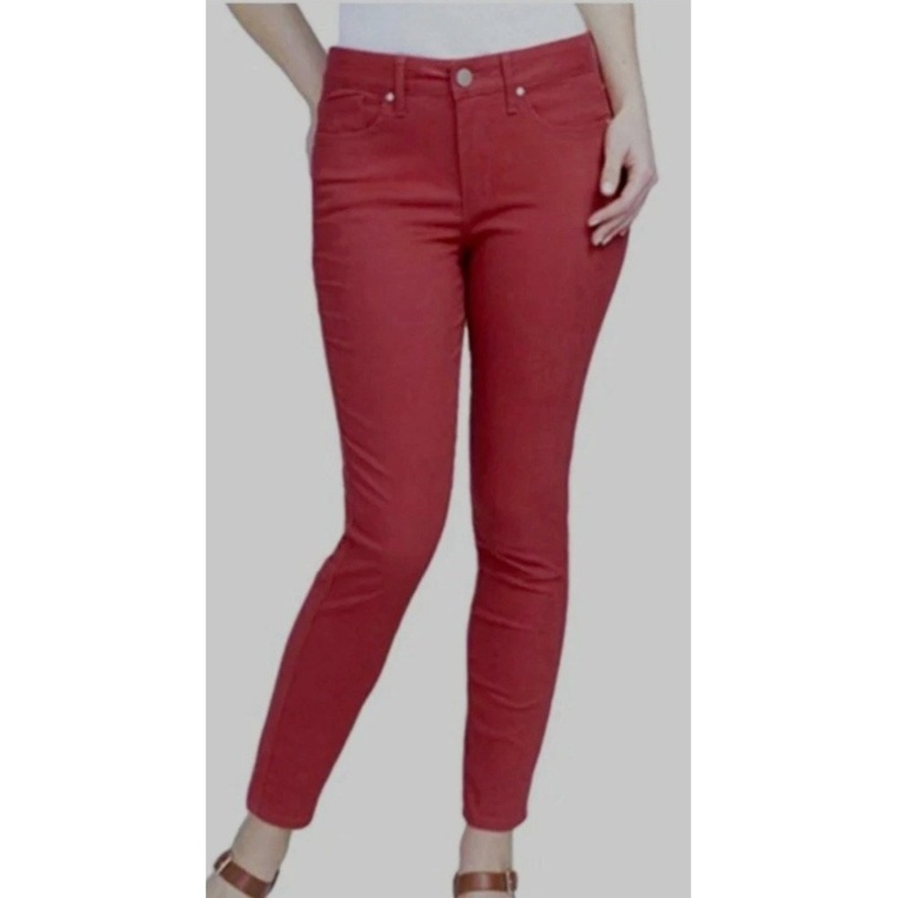Seven 7 Red Burgundy Maroon‎ Booty Shaper High Rise Skinny Jeans 14 Stretch